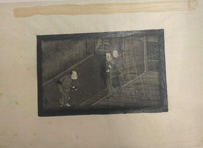 JAPON - Epoque EDO (1603 - 1868), XIXe siècle 
Twelve polychrome inks on paper, representing...