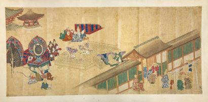 JAPON - Epoque EDO (1603 - 1868), XIXe siècle 
Set of four polychrome inks on paper,...