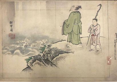 JAPON - Epoque EDO (1603 - 1868), XIXe siècle 
Ensemble de dix encres sur papier,...