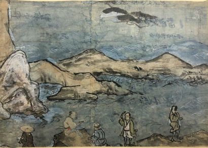 JAPON - Epoque EDO (1603 - 1868), XIXe siècle 
Ensemble de dix encres sur papier,...