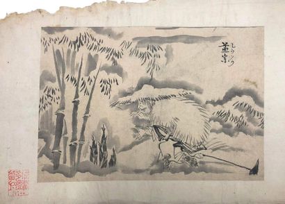 JAPON - Epoque EDO (1603 - 1868), XIXe siècle 
Set of eleven gouaches on paper and...