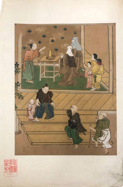 JAPON - Epoque EDO (1603 - 1868), XIXe siècle 
Ensemble de onze gouaches sur papier...
