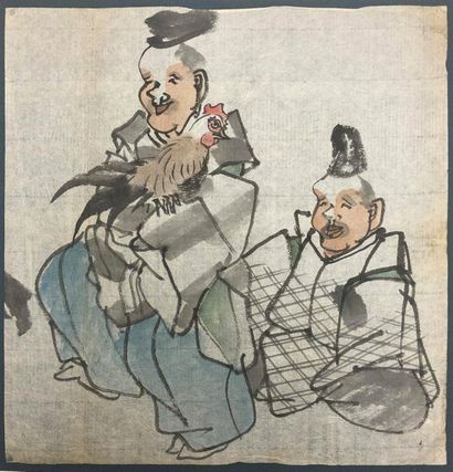 JAPON - Epoque EDO (1603 - 1868), XIXe siècle 
Set of eleven gouaches on paper and...