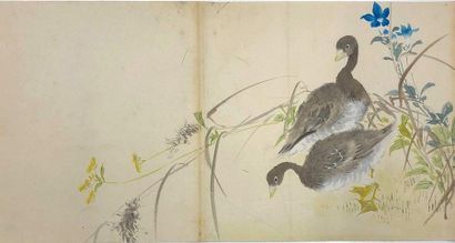 JAPON - Epoque EDO (1603 - 1868), 
Ensemble de dix encres sur papier, représentant...