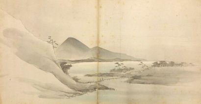 JAPON - Epoque EDO (1603 - 1868), 
Set of ten inks on paper, representing a cat near...