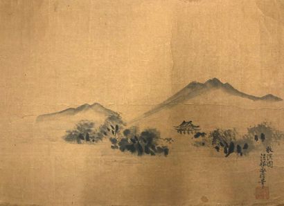 JAPON - Epoque EDO (1603 - 1868), 
Set of ten inks on paper, representing a cat near...