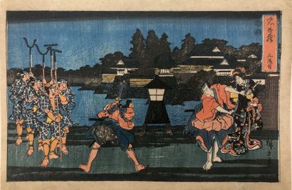 Utagawa Hiroshige (1797-1858) 
Oban yoko-e de la série Chushingura, Les loyaux serviteurs,...