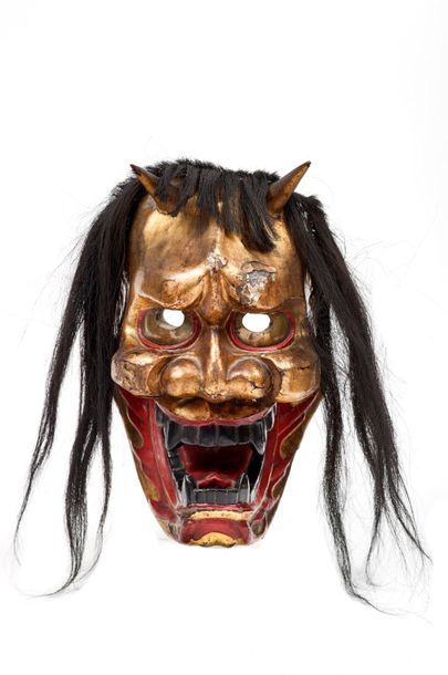 JAPON - Epoque MEIJI (1868 - 1912) 
Gigaku mask of Hannya, jealous woman in the form...
