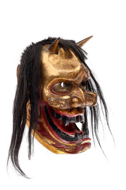 JAPON - Epoque MEIJI (1868 - 1912) 
Gigaku mask of Hannya, jealous woman in the form...