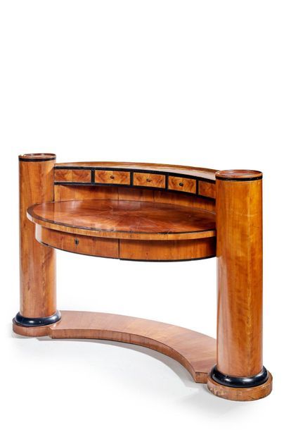 BIEDERMEIR Maison DANHAUSER Curved desk in birch veneer and black stained wood, can...