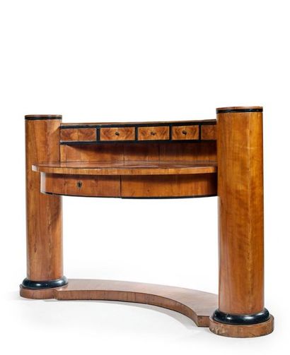 BIEDERMEIR Maison DANHAUSER Curved desk in birch veneer and black stained wood, can...