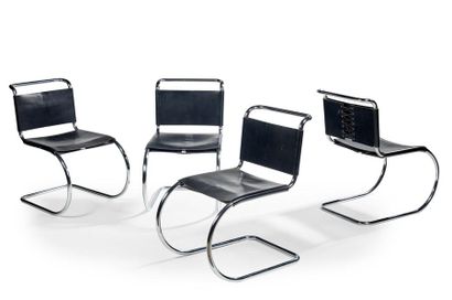 Ludwig Mies van der Rohe (1886-1969) 
Suite of four chairs model "MR10", chromed...