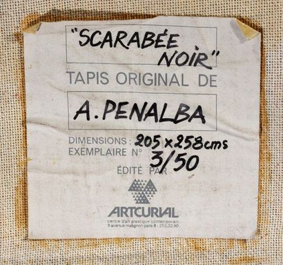 Alicia PENALBA (1913-1982) 
Black Scarabee
Wool carpet
Artcurial 3/50 edition
Duke's...