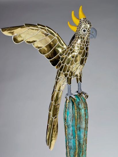 ALAIN CHERVET (né en 1944) 
Exceptional sculpture "cactus-parrot" forming a high...