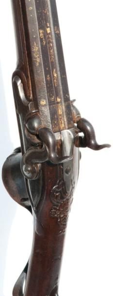 null Fusil de chasse à deux canons (vers 1850) Platines arrières à percussion à broche...