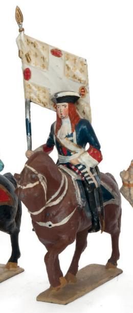 XVIIIème siècle. Règne de Louis XIV Enseigne de cavalerie. (1 fig.) T.B.E.