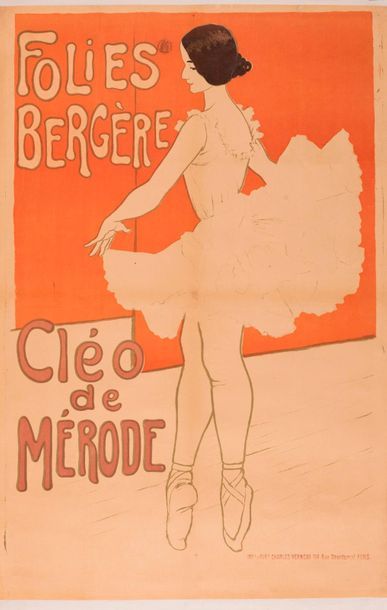 null ANONYMOUS. Folies Bergères. Cleo de Merode. Circa 1901. Lithographic poster....