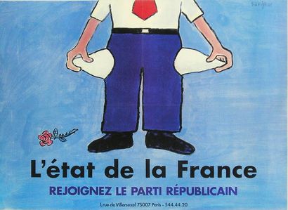 SAVIGNAC Raymond L'état de la France. Rejoignez le Parti Républicain. Affiche offset....