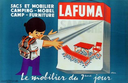 CHICA Lafuma the furniture from the 7th day. Circa 1960. Lithographic poster. Sté...