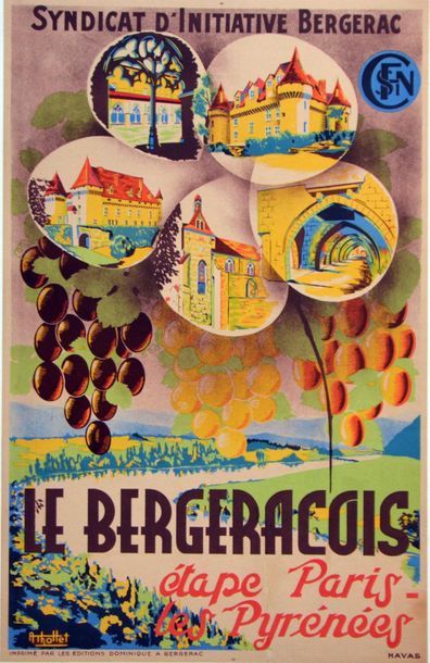 THOLLET A Syndicat d'Initiative de Bergerac. SNCF. The Bergeracois. Circa 1930. Lithographic...