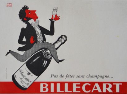 MORVAN Hervé d'après Pas de fêtes sans Champagne… Billecart. Circa 1959. Affiche...