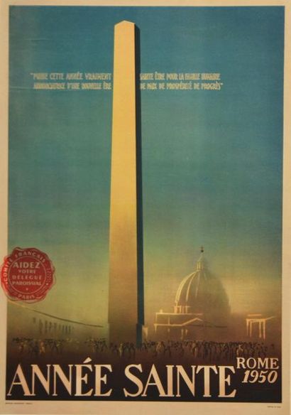 null ANONYMOUS. Holy Year. Rome 1950. Offset poster. Arnoldo Mondadori - Verona....