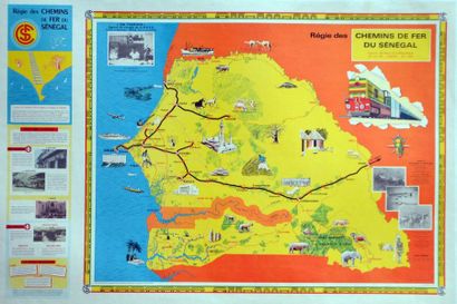 null Régie des Chemins de Fer du Sénégal. Animated map. Lithographic and raster printing....