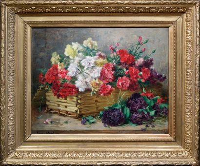 Eugène CLAUDE (1841-1922) 
Carnations
Oil on canvas signed lower left 46,5 x 56,5...