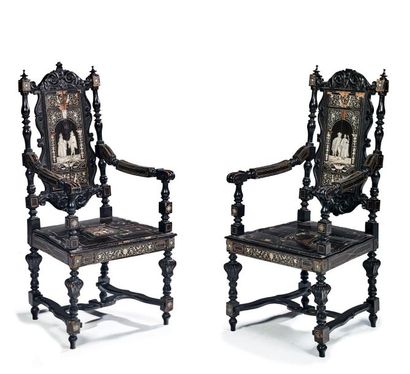 Attribué à Ferdinando POGLIANI (1832-1899) 
*Important studio furniture in molded...
