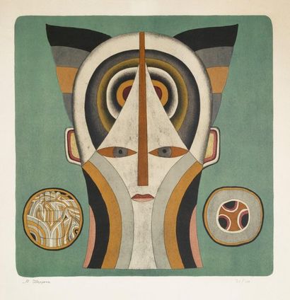 Mikhail CHEMIAKIN (né en 1943) 
Face
Lithograph n°75/100 countersigned in Russian
69...
