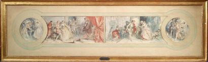 Théophile FRAGONARD (1806-1876) 
Four studies of gallant
scenes Watercolours signed
18...