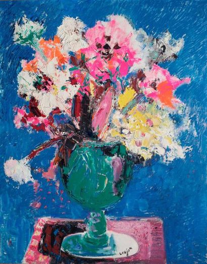 Bernard LORJOU (1908-1986) 
Bouquet de fleurs
Huile sur toile signée en bas au centre...
