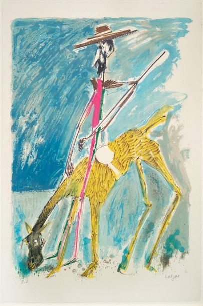 Bernard LORJOU (1908-1986) 
Don Quichotte
Lithographie signée en bas à droite
76...