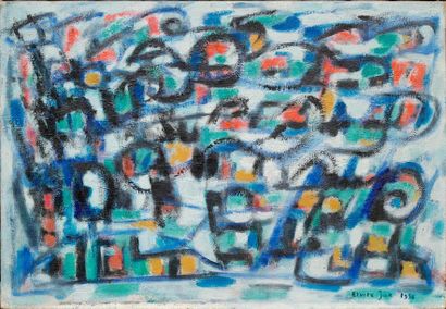 Elvire JAN (1904-1996) 
Paysage
Huile sur toile signée en bas à droite et datée 1956,...