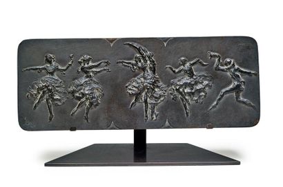 Maurice CHARPENTIER-MIO (1881-1976) 
Frise de six danseuses
Plaque de bronze signé...