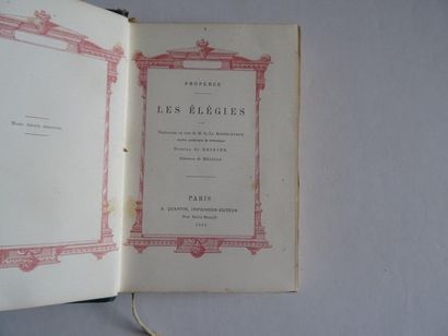 null « Les Eligies », Properce ; Ed. A. Quantin , 1885, 204 p. ( couverture présentant...