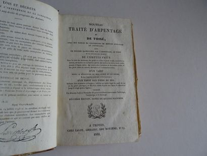 null « Nouveau traité d’arpentages et de toises », Lancelot ; Ed. Chez Laloy, 1833,...