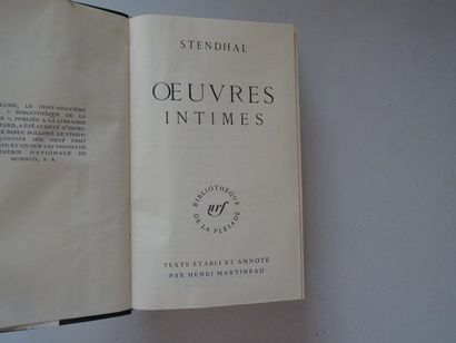 null « Œuvres intimes », Stendhal, Henri Martineau ; Ed. Bibliothèque de la pléiade,...