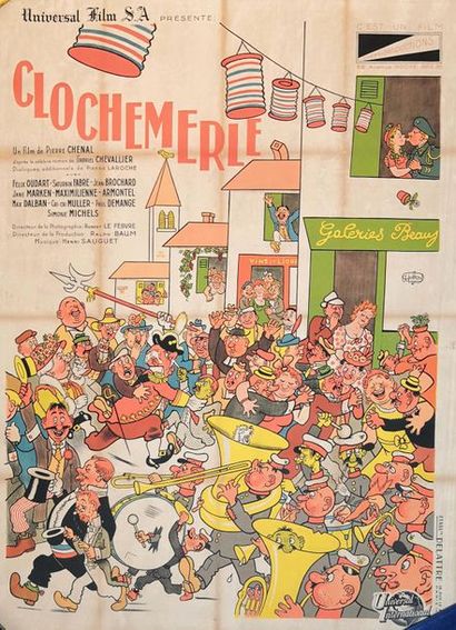 DUBOUT ALBERT 
Clochemerle
Pierre Chenal. 1948. Affiche lithographiée entoilée.
160...