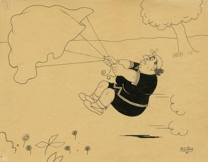 DUBOUT ALBERT * Au camping VII Anatole fait du camping, 1945
Encre de Chine
Référence...