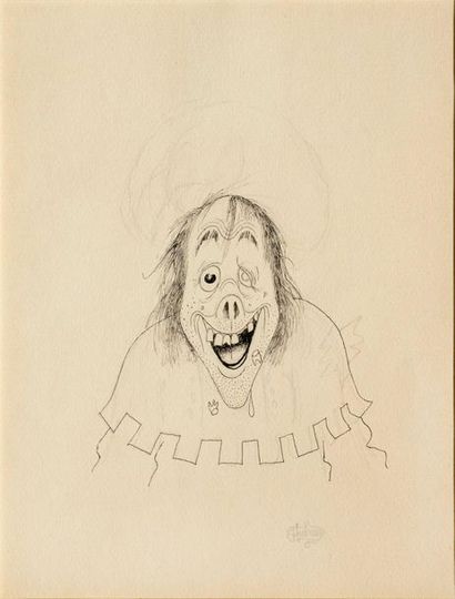 DUBOUT ALBERT L'Éloge de la folie
Dessin inédit. Graphite et encre de Chine signée...