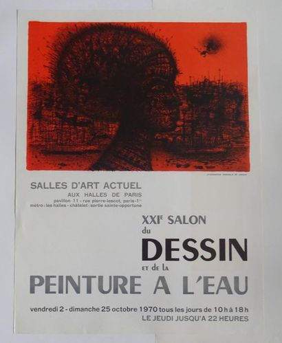 null "21 ième salon du dessin et de la peinture à l'eau", Salle d'art actuel, 1970,...