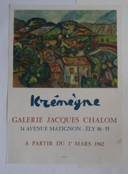  « Krémègne », Galerie Jacques Chalom, 1962 ; Imp. Mourlot, [67.5*48.5 cm], (affiche...