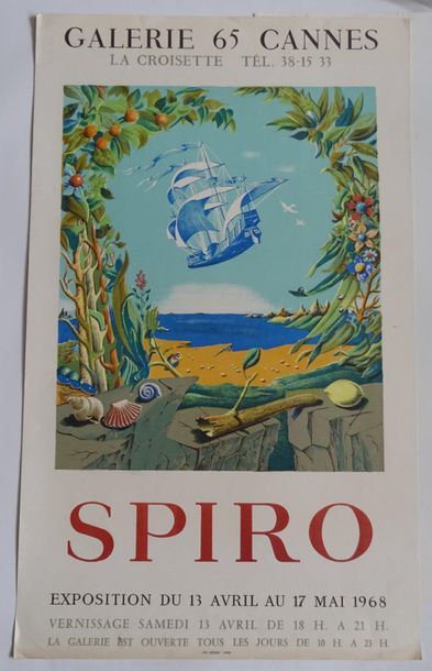null « Spiro », Galerie 65 Canne, 1968 ; Imp. Deprest, [77.5*47 cm], (affiche présentant...
