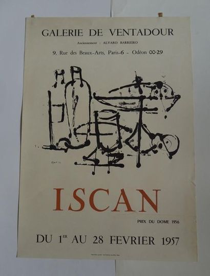 null « Iscan », Galerie de Ventadour, 1957 ; Imp. Lescaret, [56*39.5 cm], (affiche...