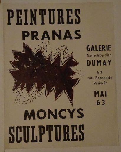 null « Peintures Pranas / Moncys Sculptures », Galerie Marie Jacqueline Dumay, 1963,...