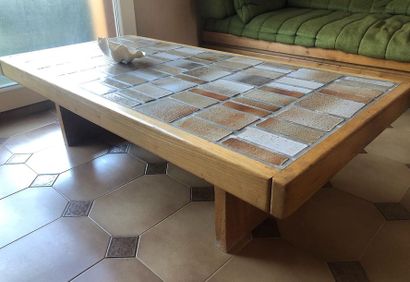 Maison Regain Rectangular elm coffee table.

Ceramic tile top