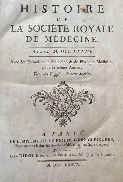 null History and memoirs of the Royal Society of Medicine. 1776. Paris. Philippe-Denys...