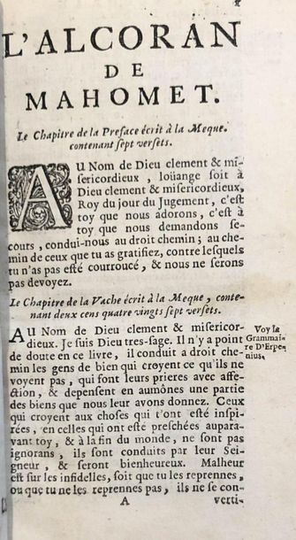 null L'Alcoran de Mahomet. La Haye. Adrian Moetjens. 1683. 1 volume in-12, plein...