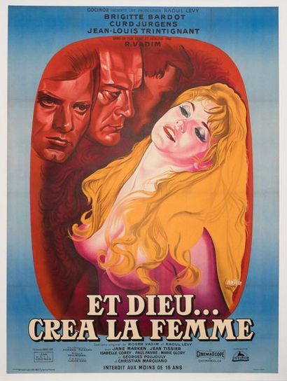 null AND GOD CREATES THE WOMAN Roger Vadim. 1956.
120 x 160 cm. French poster. René...